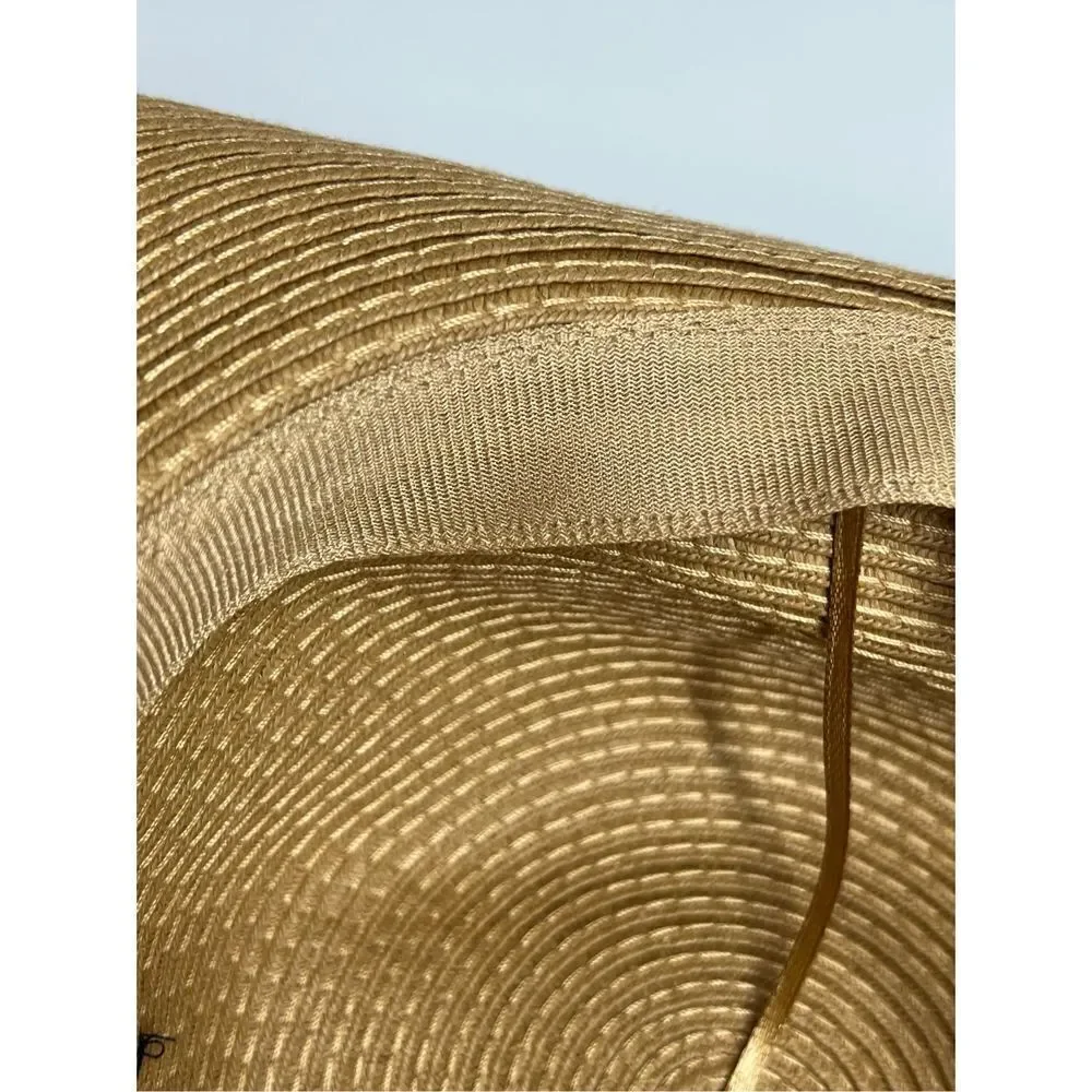 Vintage Women's 100% Straw Hat One Size Black Band in back with Bow - Picture 8 of 9
